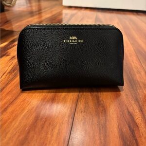 Coach Black Leather Cosmetic Bag